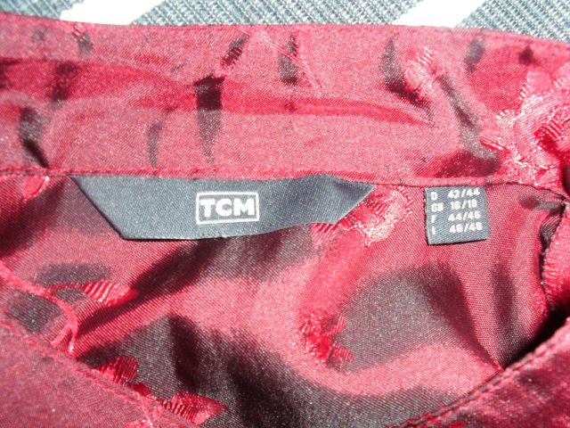 Bluse von TCM, rot im Asia Style, Gr. 42/44