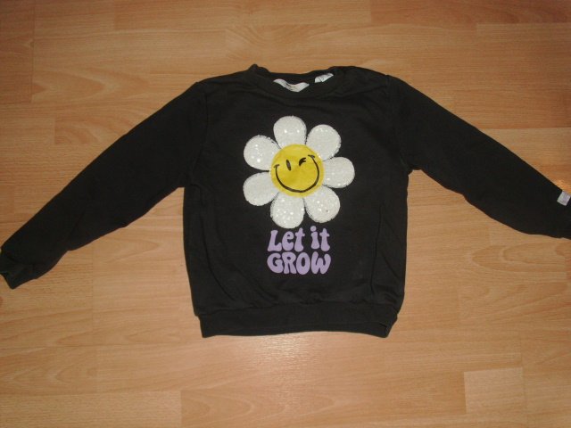 Sweatshirt von H&M, dunkelgrau mit Motiv, Gr. 122/128