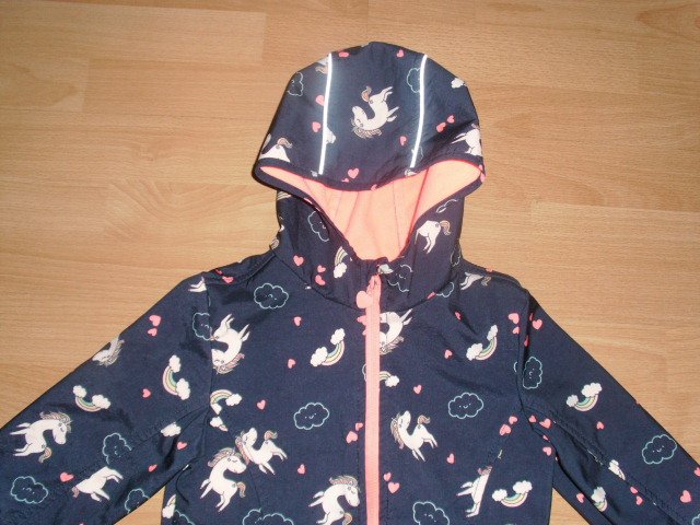 Softshelljacke von Dopodopo, blau mit Einhörnern, Gr. 128