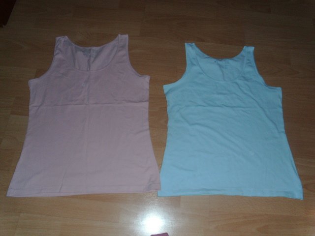 3 Tops von Esmara, rosa + hellblau, Gr. 40/42