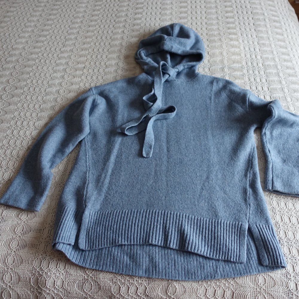 Pullover, Kapuzen-Strickpullover, Gr. XS bzw. ca. Gr. 34, Oversize, H&M LOGG, blau