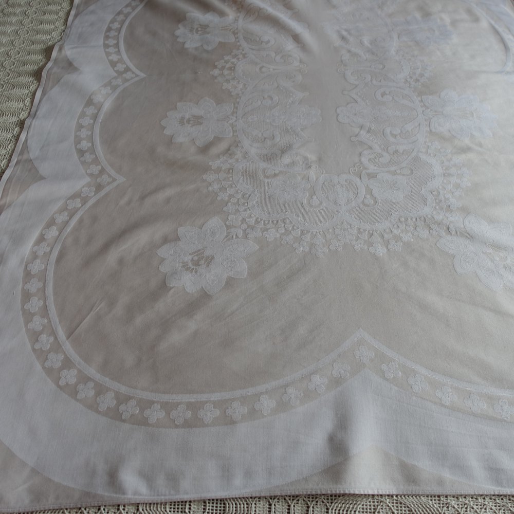 Tischdecke - beige, gemustert, ca. 103 x 208 cm