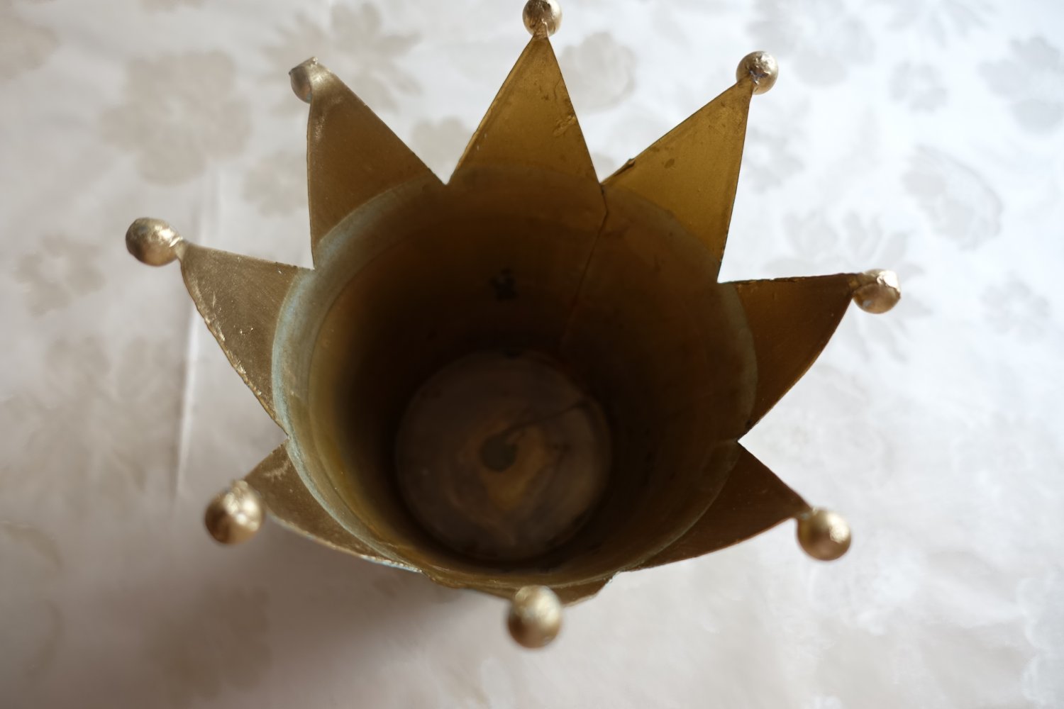 Blumentopf, Übertopf, Krone, türkis/gold, H. ca. 15 cm, 1 Stück