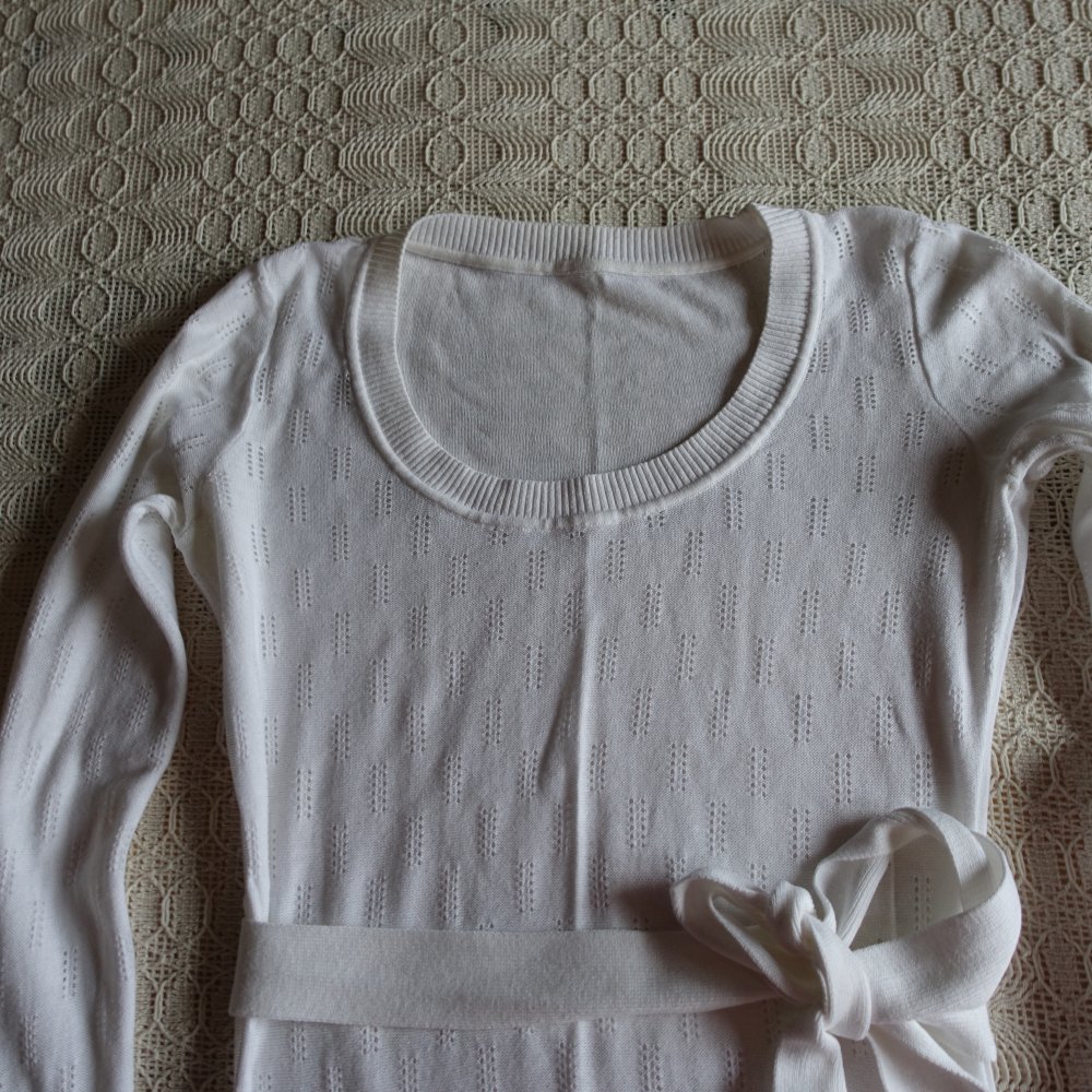 Vintage - Pullover, Strickpullover, Lochmuster, weiß, Gr. 34 bzw. ca. Gr. XS, H&M Divided