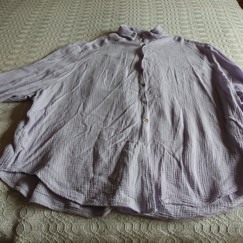 Bluse, Musselin, flieder, große Größe, ca. Gr. XXXL, Oversize