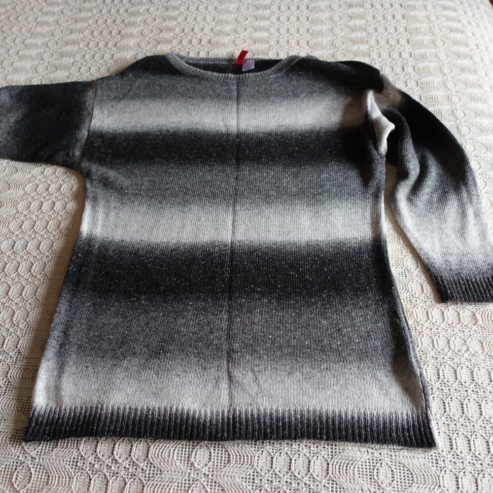 Pullover, Strickpullover, Longpullover, Gr. 34 bzw. ca. Gr. XS, Blockstreifen