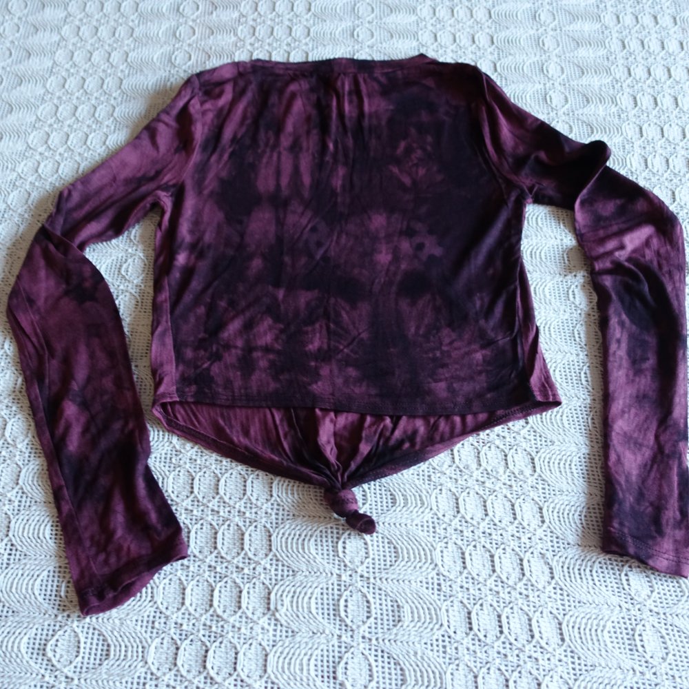Shirt, Langarmshirt, Gr. XS bzw. ca. Gr. 34, bordeaux/gemustert
