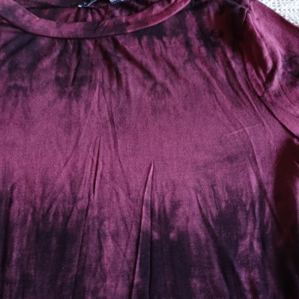 Shirt, Langarmshirt, Gr. XS bzw. ca. Gr. 34, bordeaux/gemustert