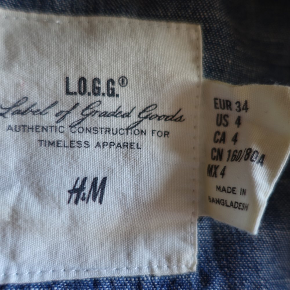 Vintage - Jeanshemd, Jeansbluse, Gr. 34 bzw. ca. Gr. XS, H&M L.O.G.G.