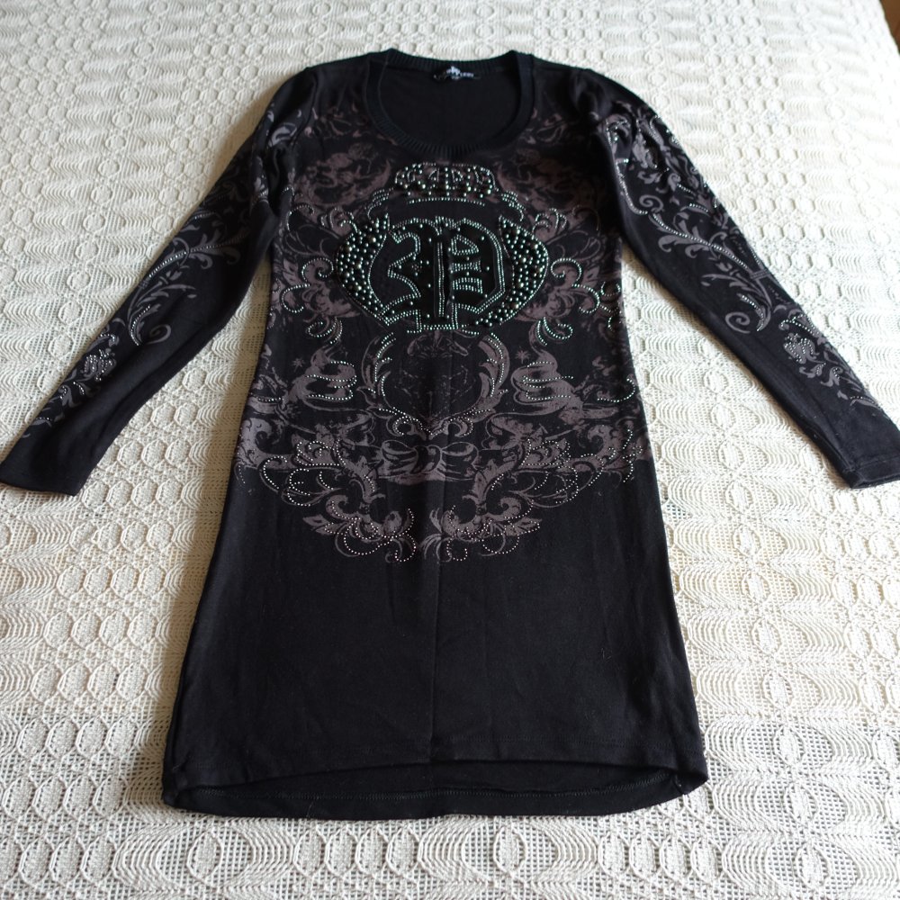 Longtop, Minikleid/Schlauchkleid, Gr. S, ca. Gr. 36, schwarz/bunt