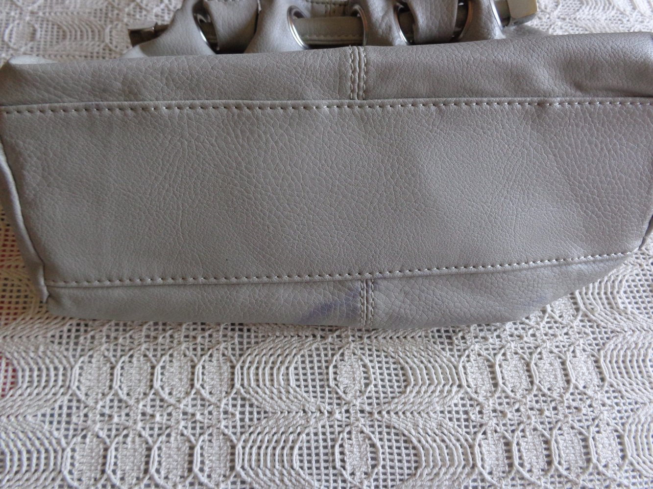 Vintage - Tasche, Handtasche, Kunstleder, hellgrau