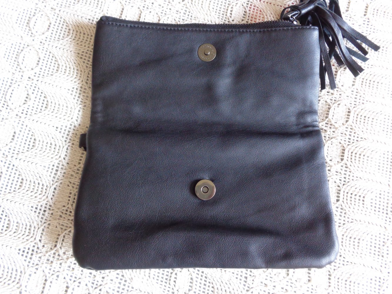 Clutch, Lederimitat, schwarz, umschlagbar, Bijou Brigitte