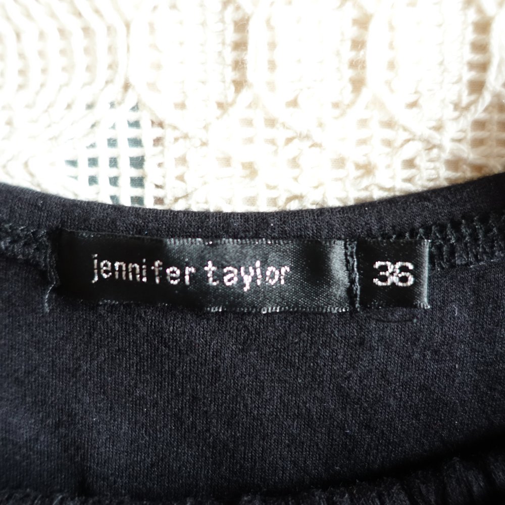 Top, Longtop, Gr. 36 bzw. ca. Gr. S, schwarz, mit Kunstleder, Jennifer Taylor