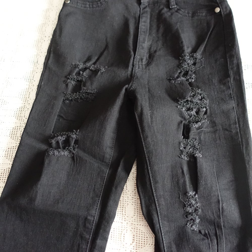 Jeans, Hose, Fashion Nova, Skinny, Röhrenjeans, Gr. 7/8, schwarz