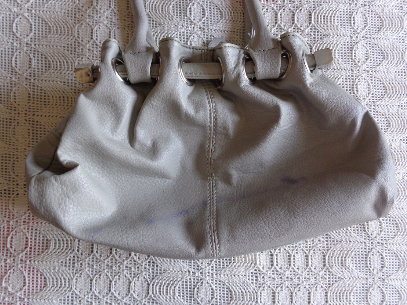 Vintage - Tasche, Handtasche, Kunstleder, hellgrau