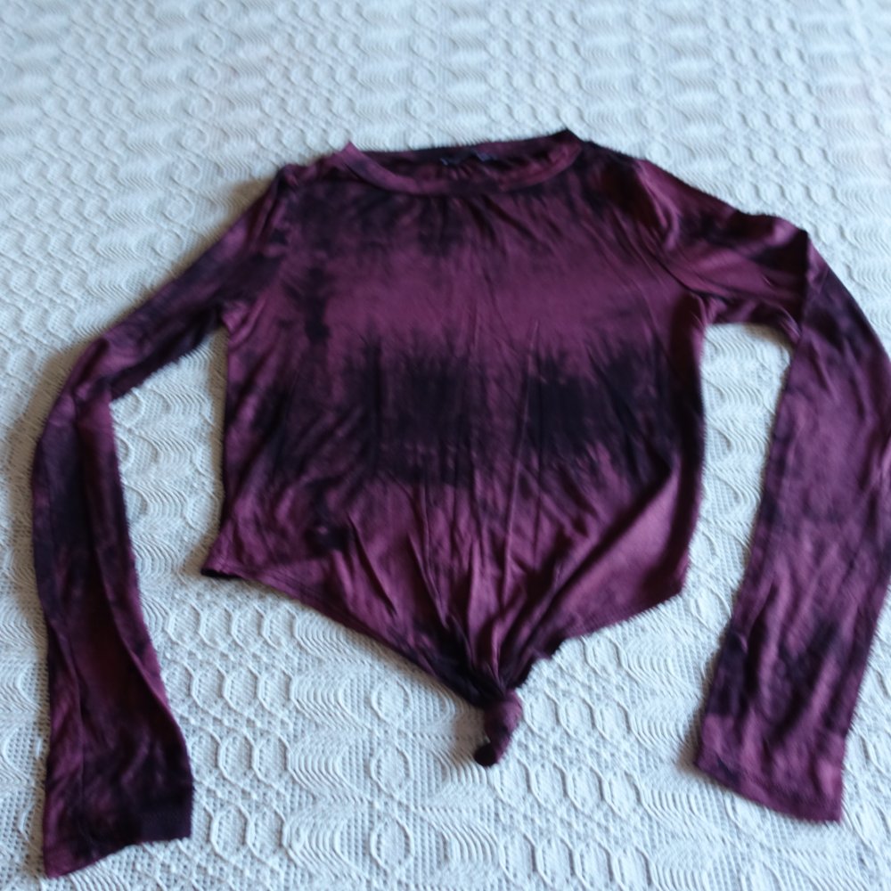Shirt, Langarmshirt, Gr. XS bzw. ca. Gr. 34, bordeaux/gemustert