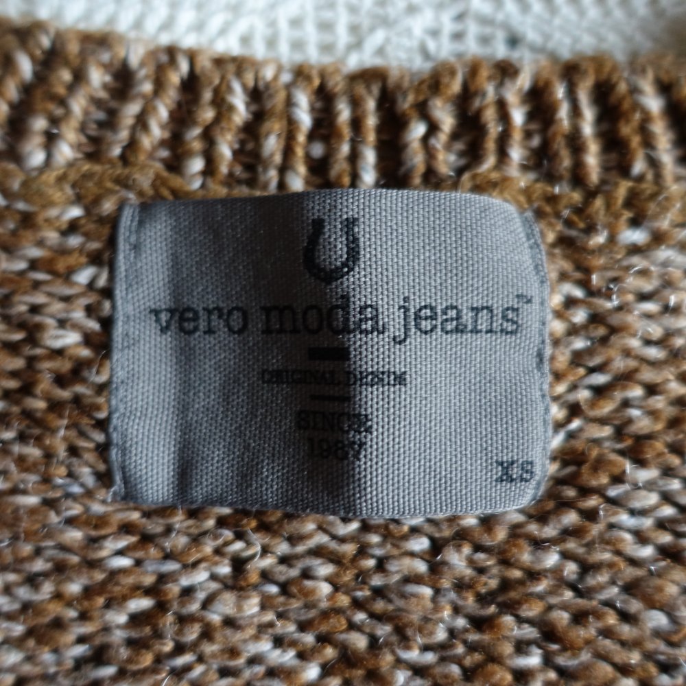 Pullover, Strickpullover, Longpullover, Gr. XS bzw. ca. Gr. 34, braun-meliert