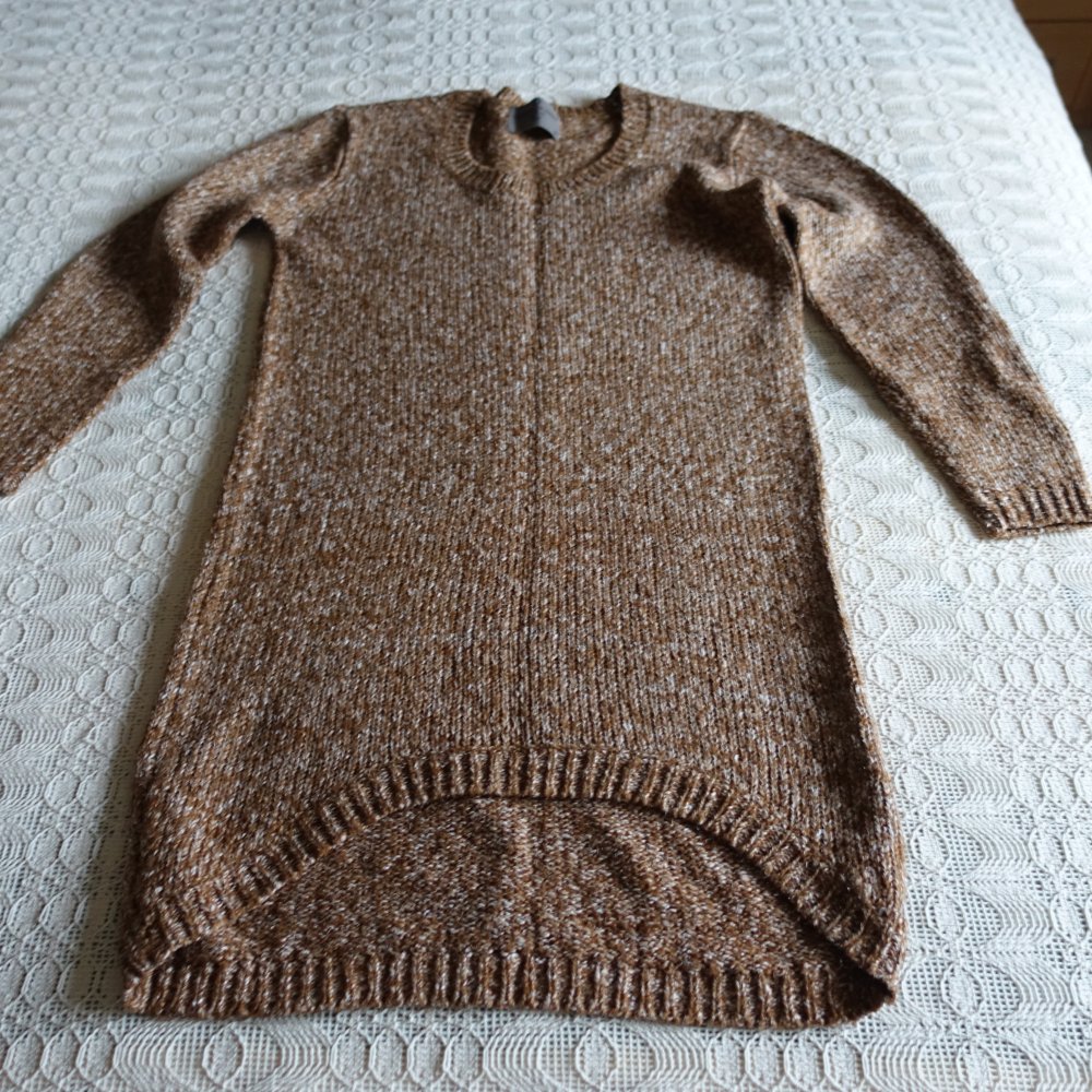Pullover, Strickpullover, Longpullover, Gr. XS bzw. ca. Gr. 34, braun-meliert
