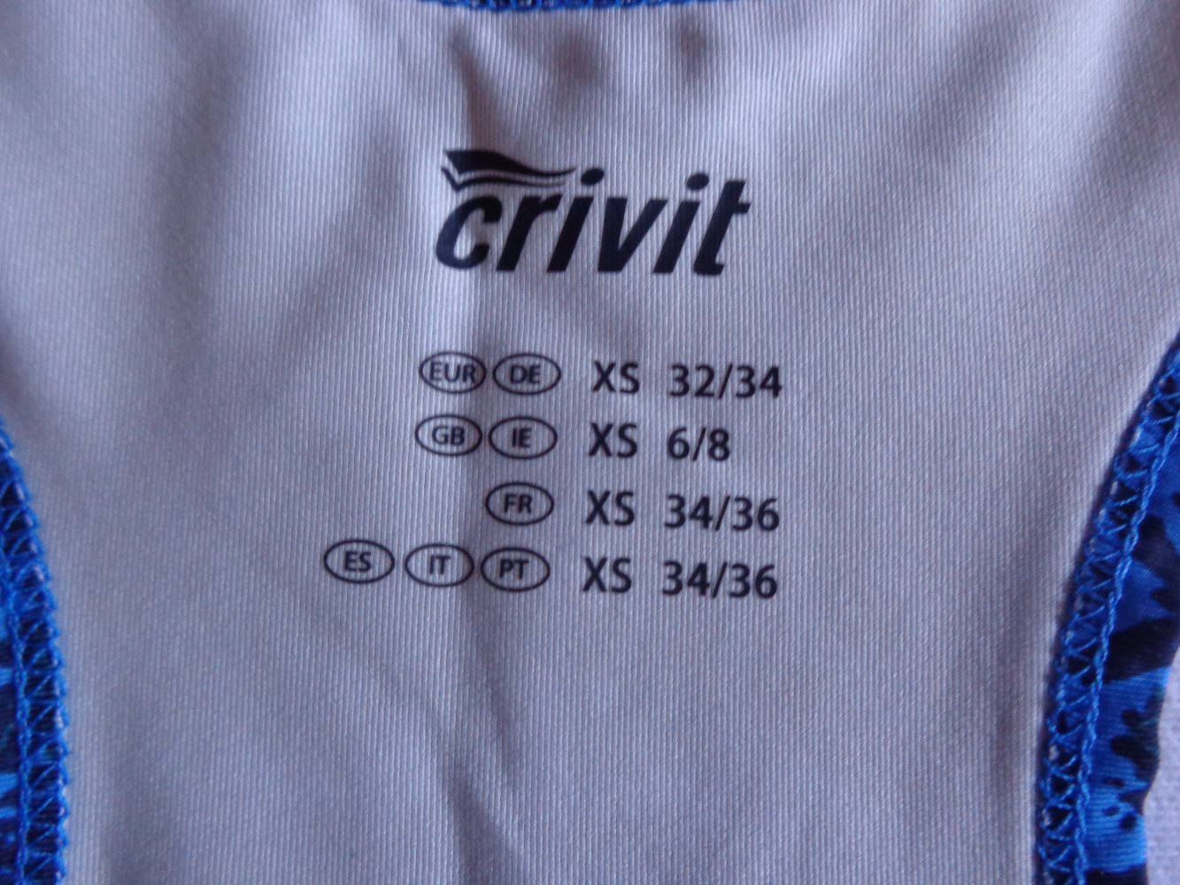 Sportkleidung, Funktionsshirt/Oberteil Gr.32/34, ca.XXS/XS, Crivit, blau-schwarz