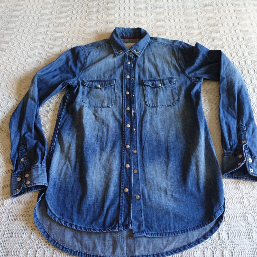 Vintage - Jeanshemd, Jeansbluse, Gr. 34 bzw. ca. Gr. XS, H&M L.O.G.G.