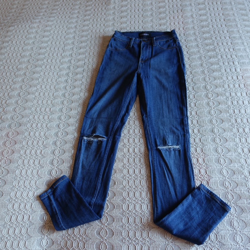 Jeans, Hose, Fashion Nova, Skinny, Röhrenjeans, Gr. 7 (W27), blau