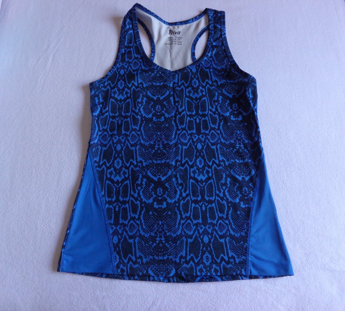 Sportkleidung, Funktionsshirt/Oberteil Gr.32/34, ca.XXS/XS, Crivit, blau-schwarz