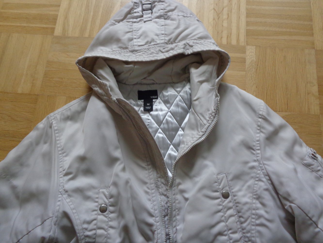 Jacke, Kapuzenjacke, weißgrau, Gr. M bzw. ca. Gr. 38, H&M