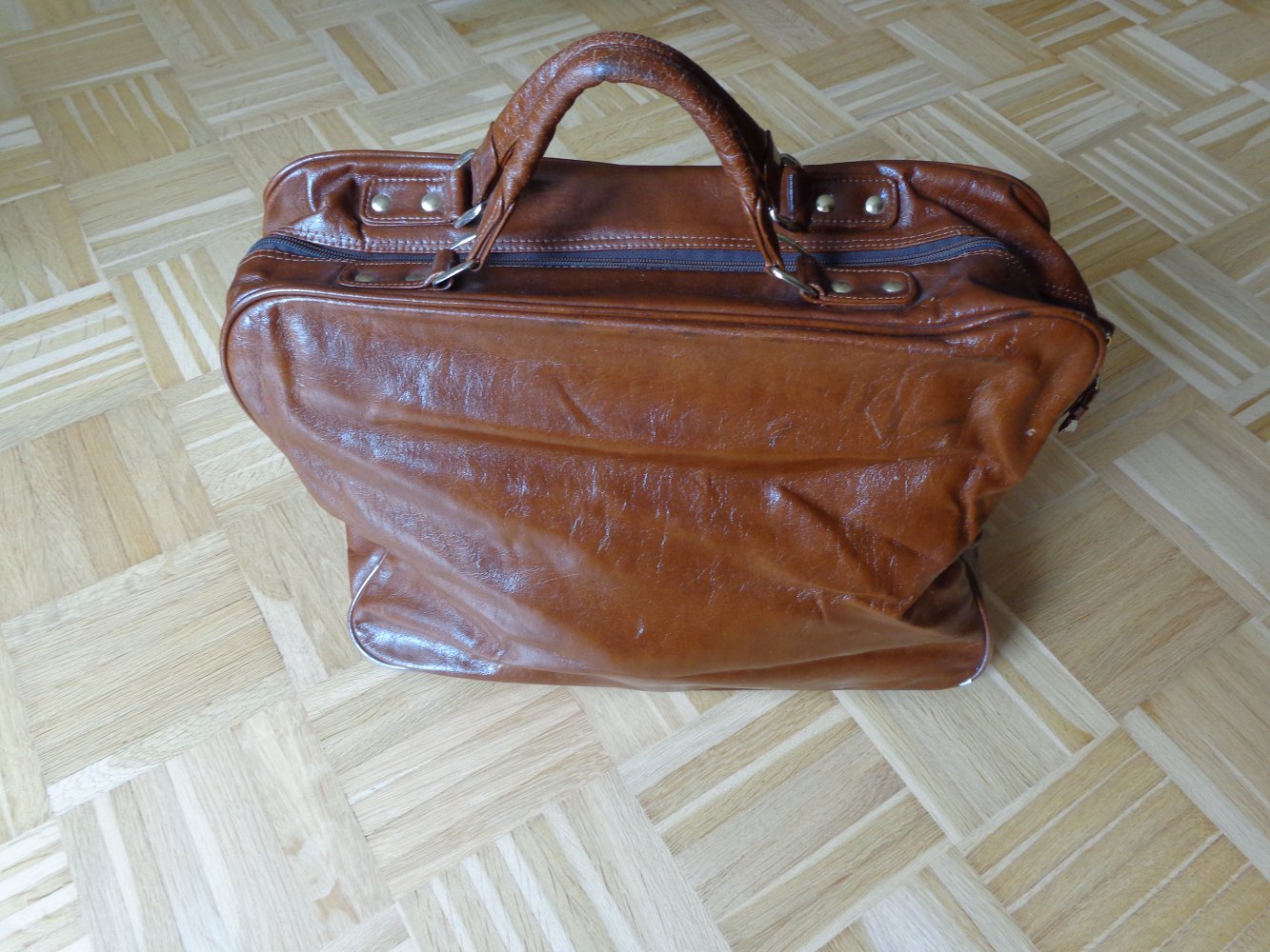 Vintage - Tasche, kleine Reisetasche, Aktentasche, Kunstleder, braun