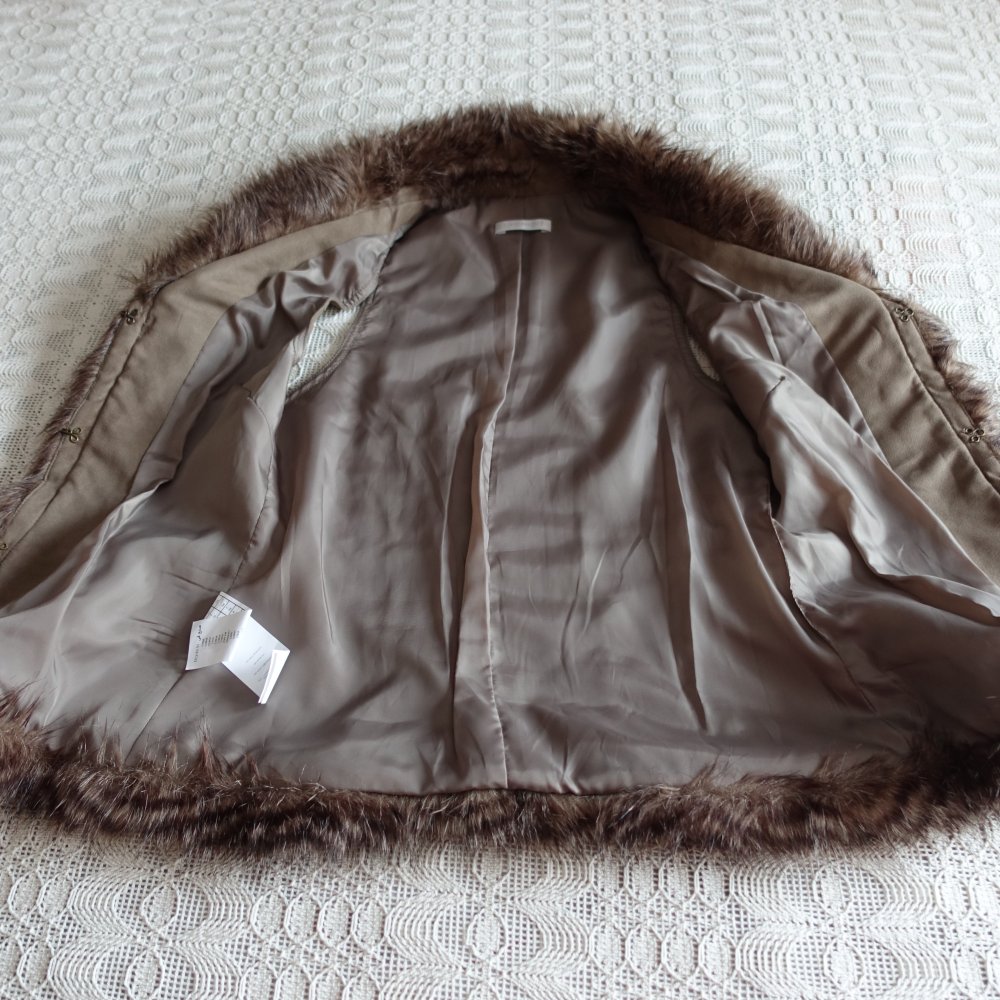 Weste, Wildleder-Weste, braun, mit Kunstfell, Gr. 34, ca. Gr. XS, Promod