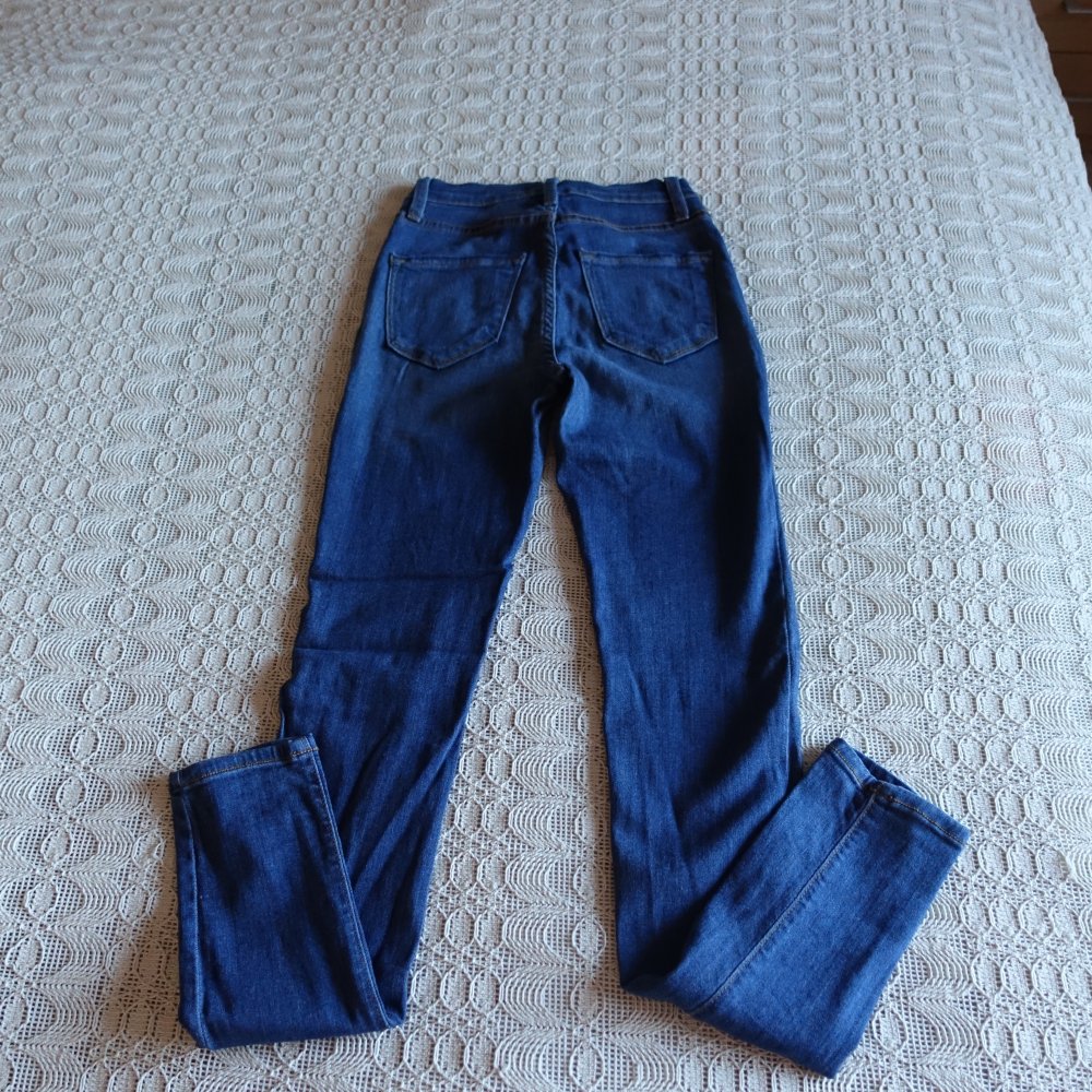 Jeans, Hose, Fashion Nova, Skinny, Röhrenjeans, Gr. 7 (W27), blau