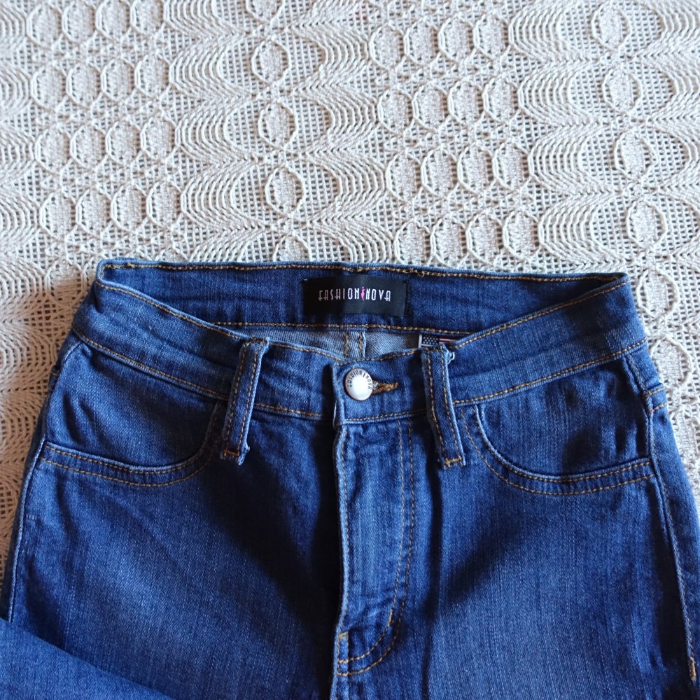 Jeans, Hose, Fashion Nova, Skinny, Röhrenjeans, Gr. 7 (W27), blau