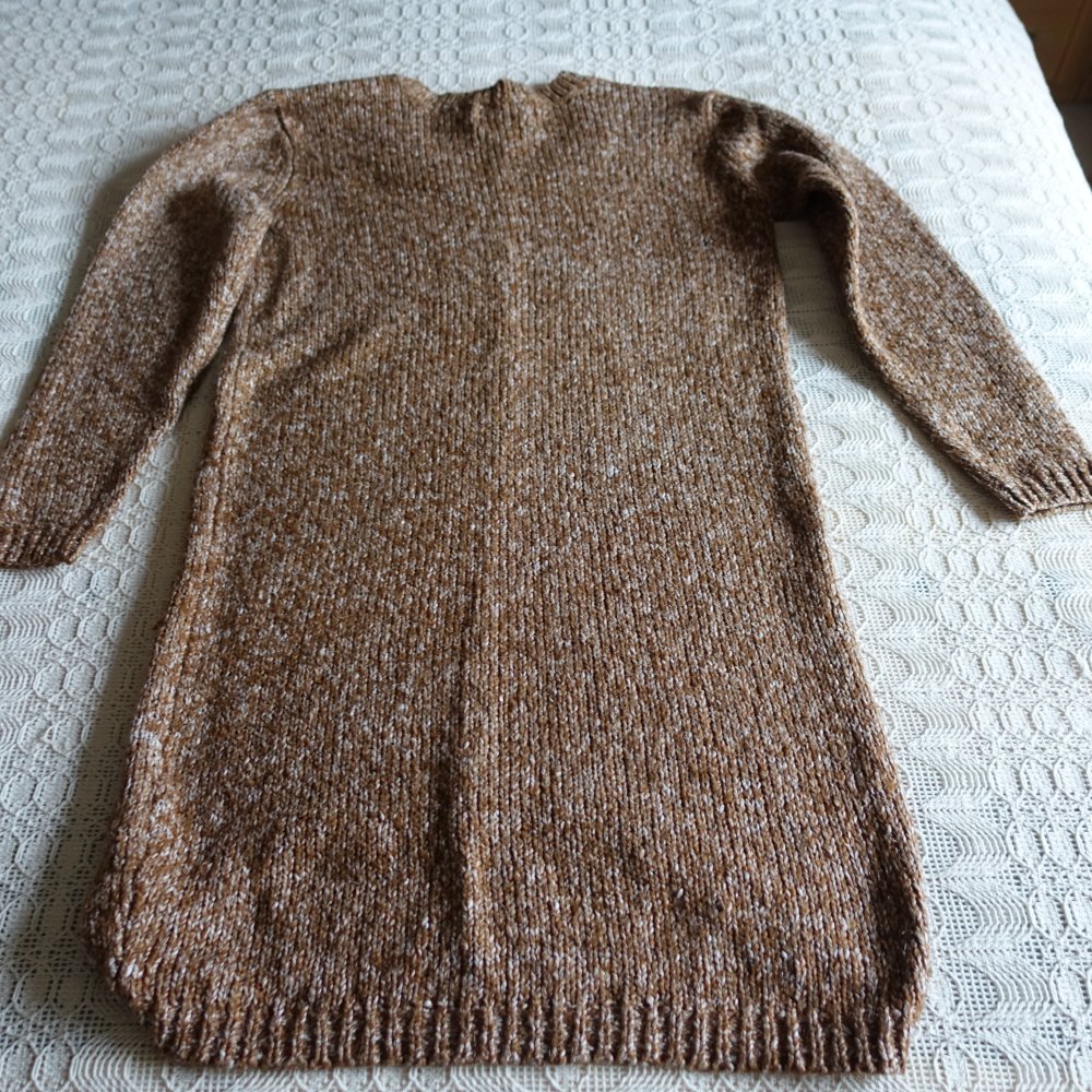Pullover, Strickpullover, Longpullover, Gr. XS bzw. ca. Gr. 34, braun-meliert