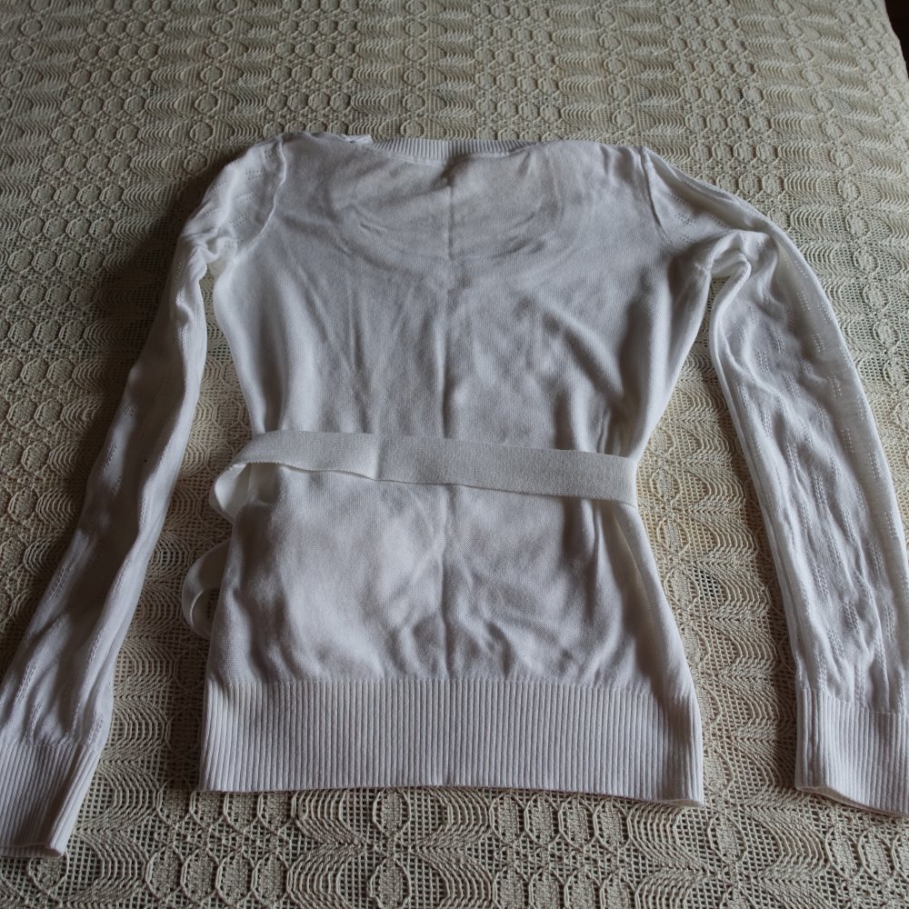 Vintage - Pullover, Strickpullover, Lochmuster, weiß, Gr. 34 bzw. ca. Gr. XS, H&M Divided