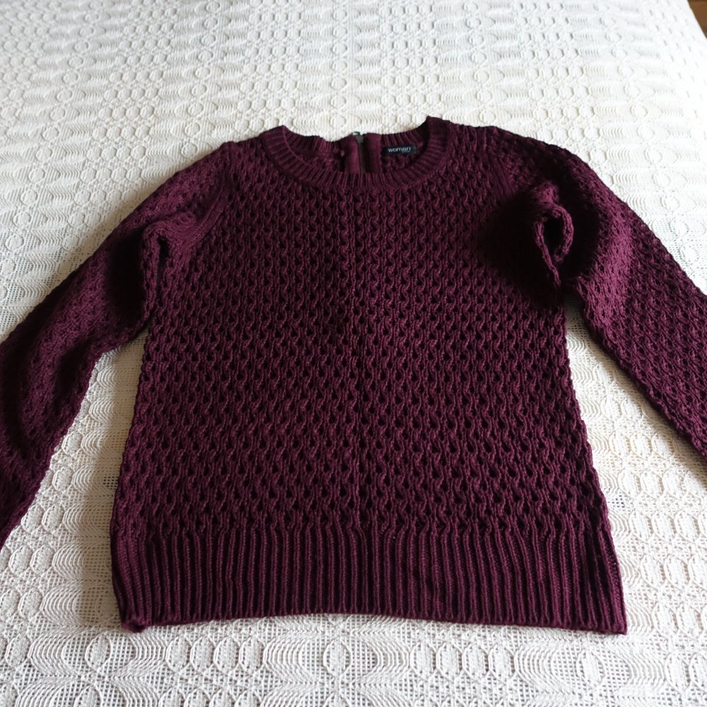 Pullover, Strickpullover, Grobstrick, RV, Gr. 32/34 bzw. ca. Gr. XXS/XS, bordeaux