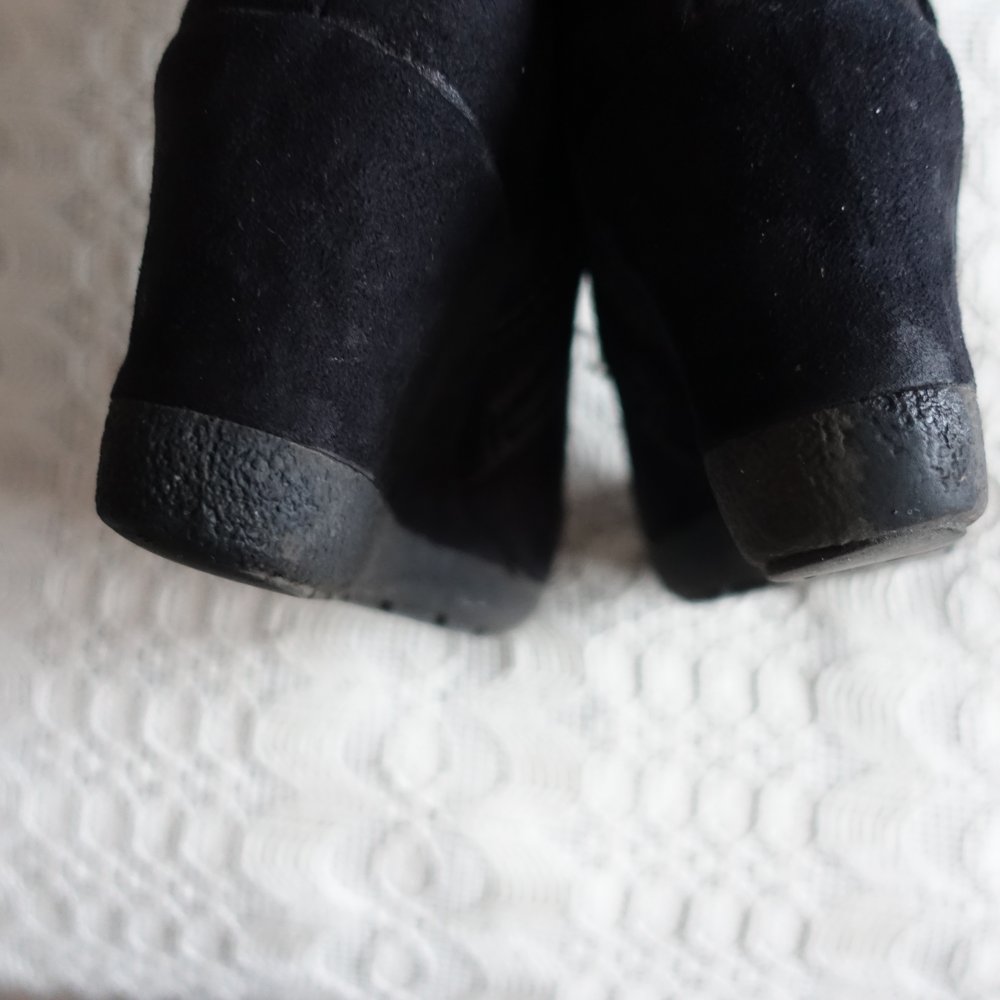 Damen - Stiefel, Fellrand, Gr. 39, schwarz, Keilabsatz, Graceland, wildlederartig