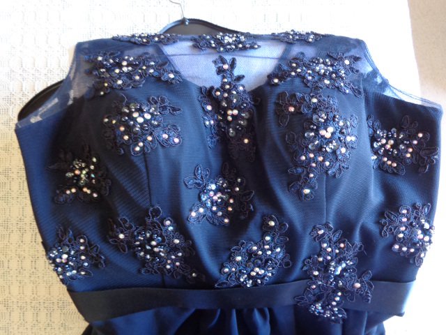 #Kleid festlich Gr. 36 dunkelblau mit Stola für Abiball, Hochzeit, Party etc.