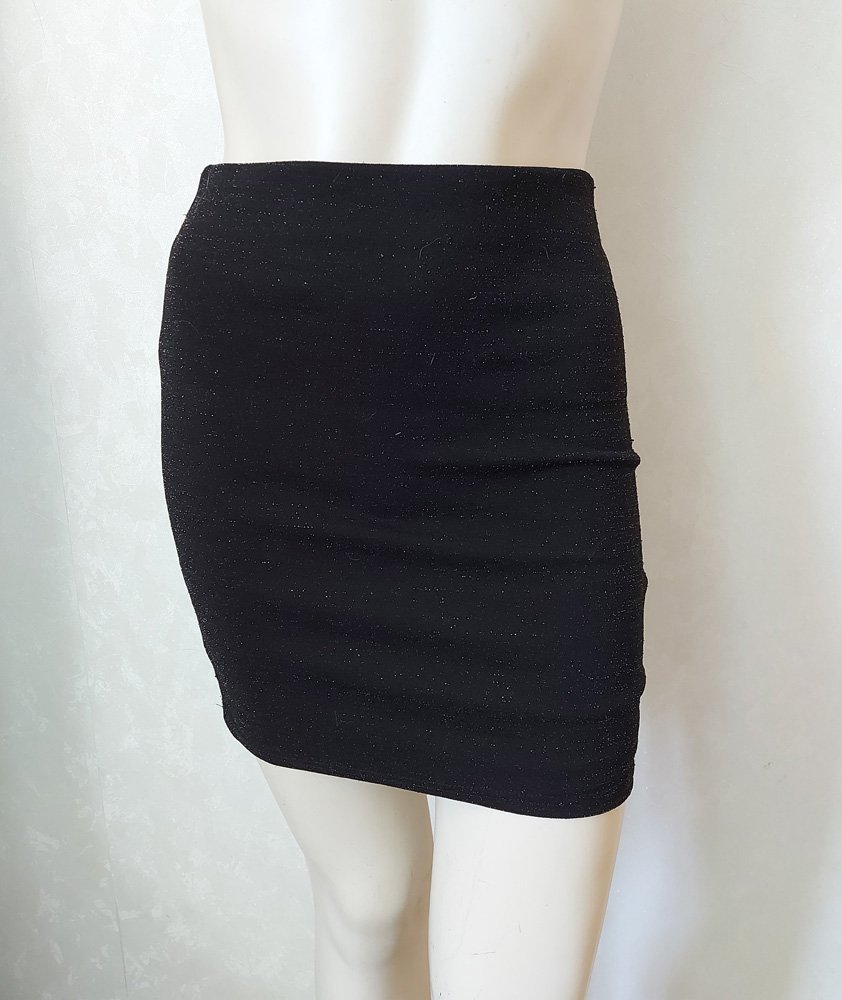 Eleganter Stretch Minirock ~ Glitzer ~ S ~ schwarz ~ elastisch
