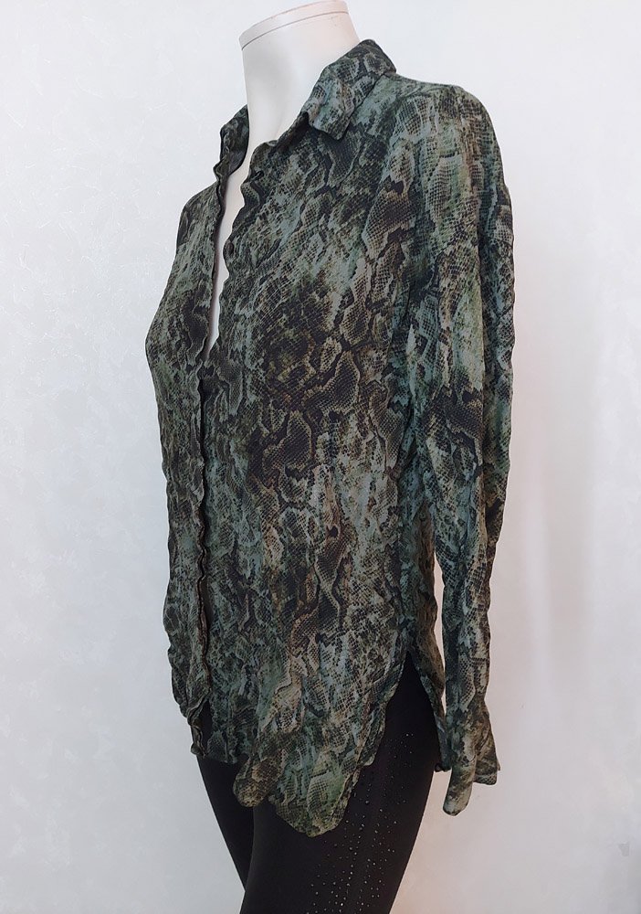 Luftige Bluse ~ Schlange ~ Goa ~ S ~ Grün ~ Animal ~ Mango ~ MNG