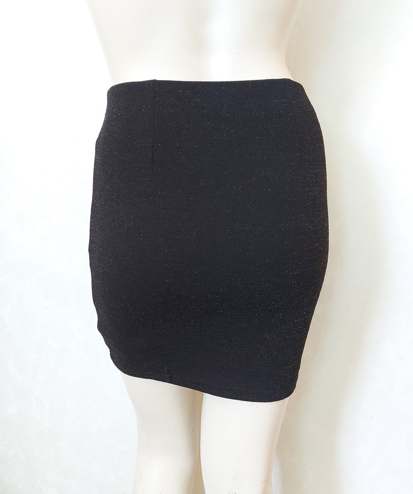 Eleganter Stretch Minirock ~ Glitzer ~ S ~ schwarz ~ elastisch
