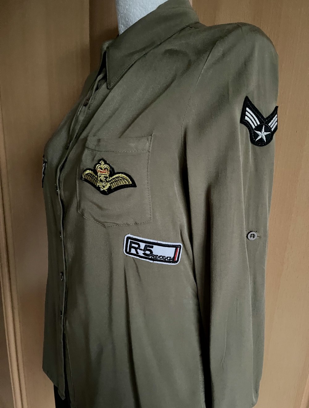 Viskose Bluse Military Gr.S, Neu