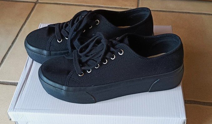 H&M Plateau Sneaker Plateausneaker schwarz Schuhe Plattform gr. 38