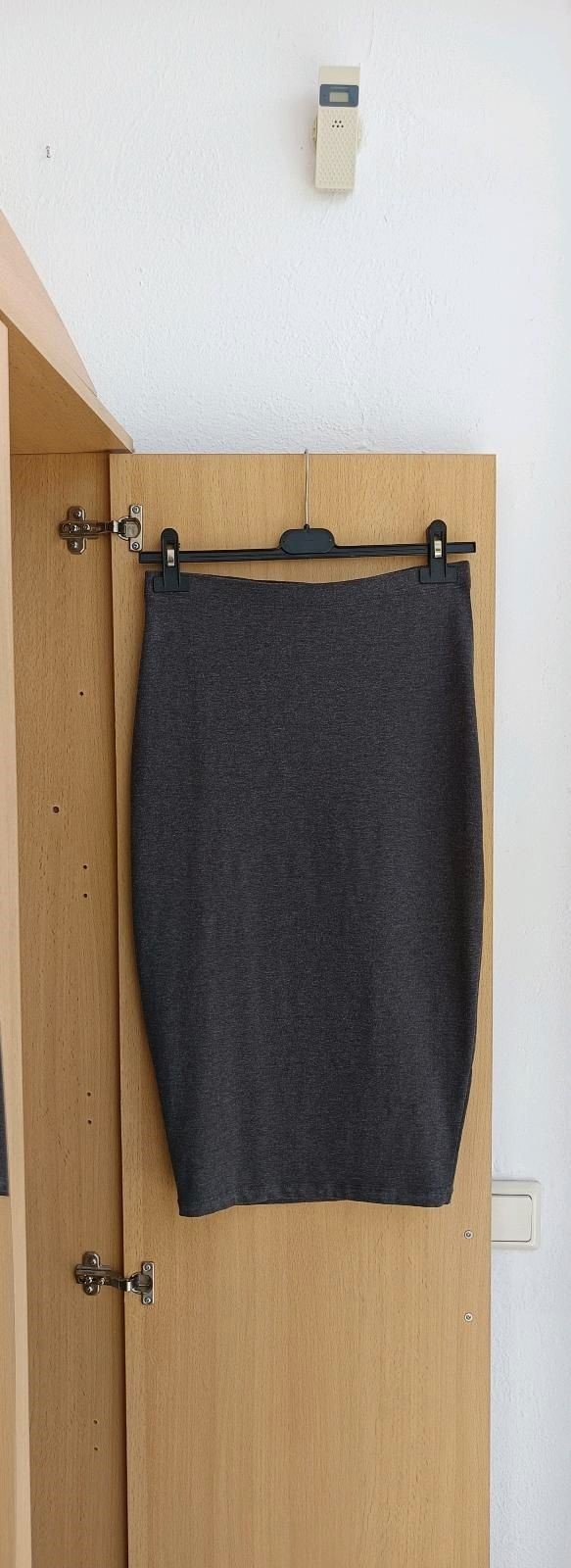 Zalando Midirock Bleistiftrock Büro Business dunkel grau midi Rock weich gr. 36 S 38 M