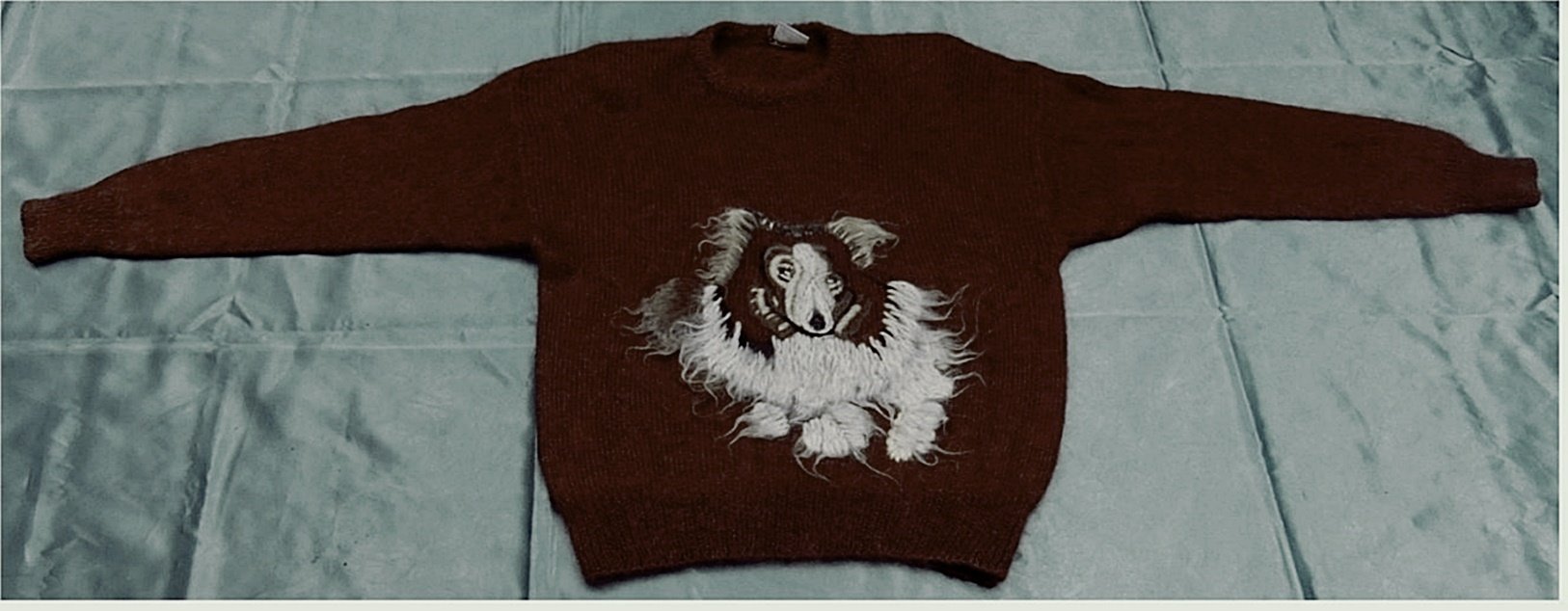 Pullover mit gesticktem Hundemotiv - 80 % Mohair - Von signe incognito - Größe 44/46