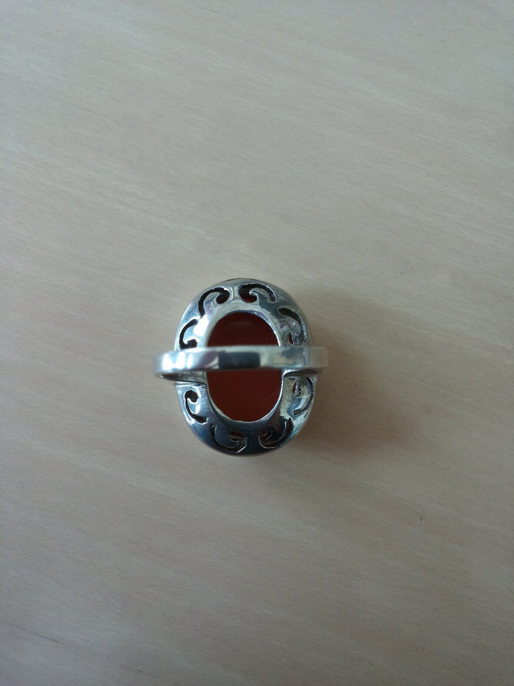 Ring 830er Silber mit orangenem Stein, Boho Hippie vintage
