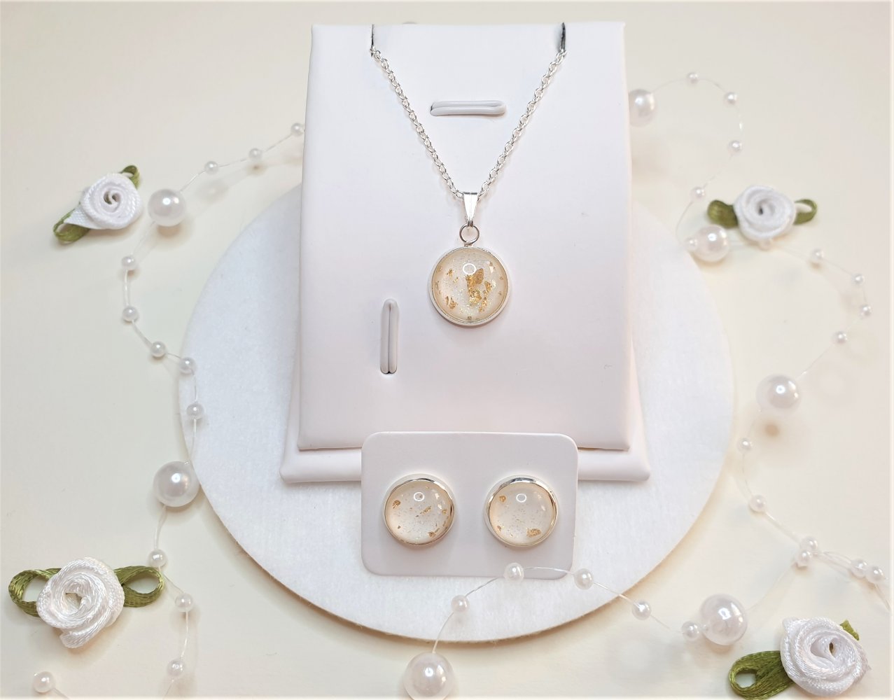 Wunderschönes silbernes Schmuckset Weißgold 
