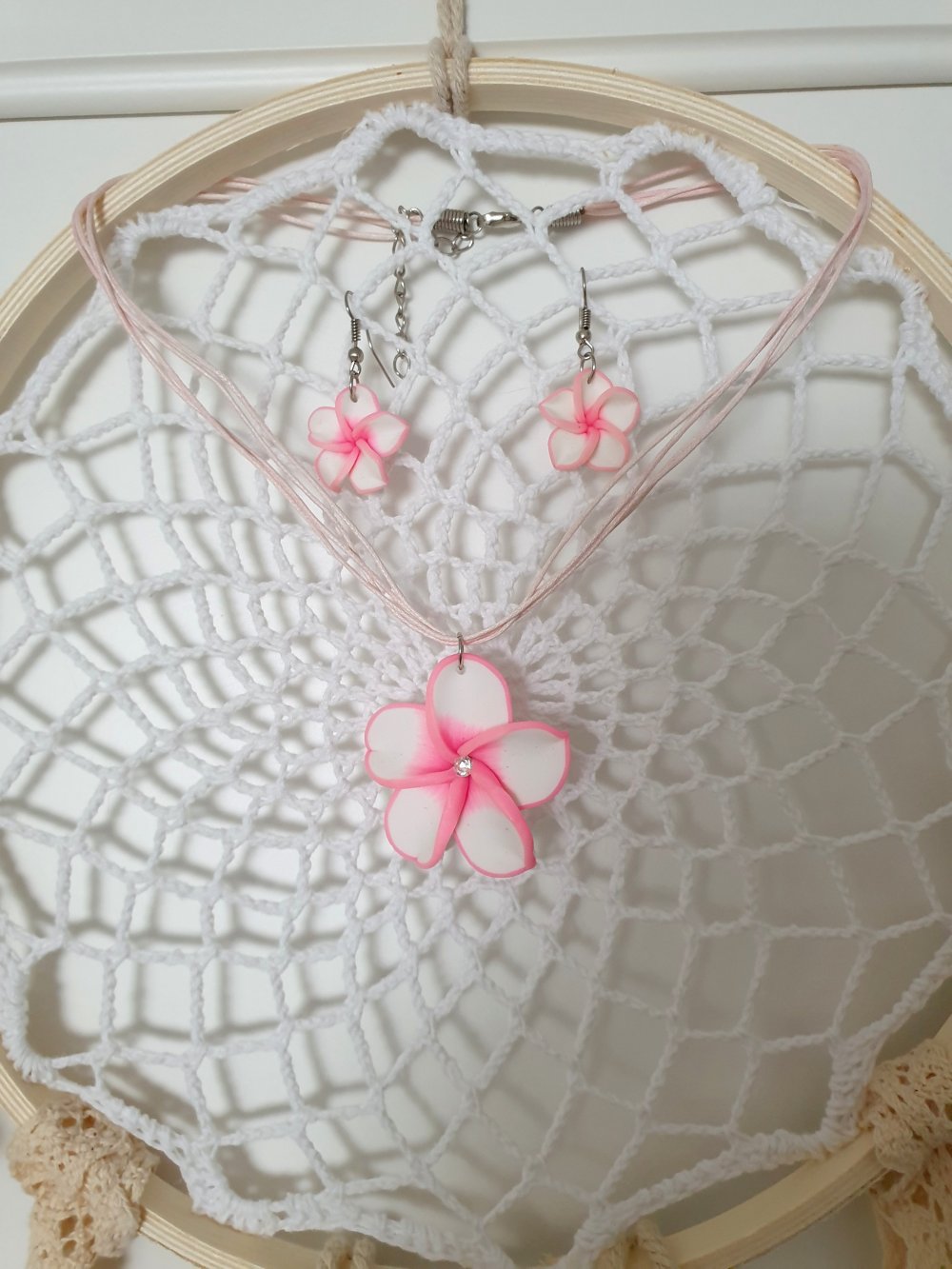 Süßes rosa BlümchenSet aus Fimo  