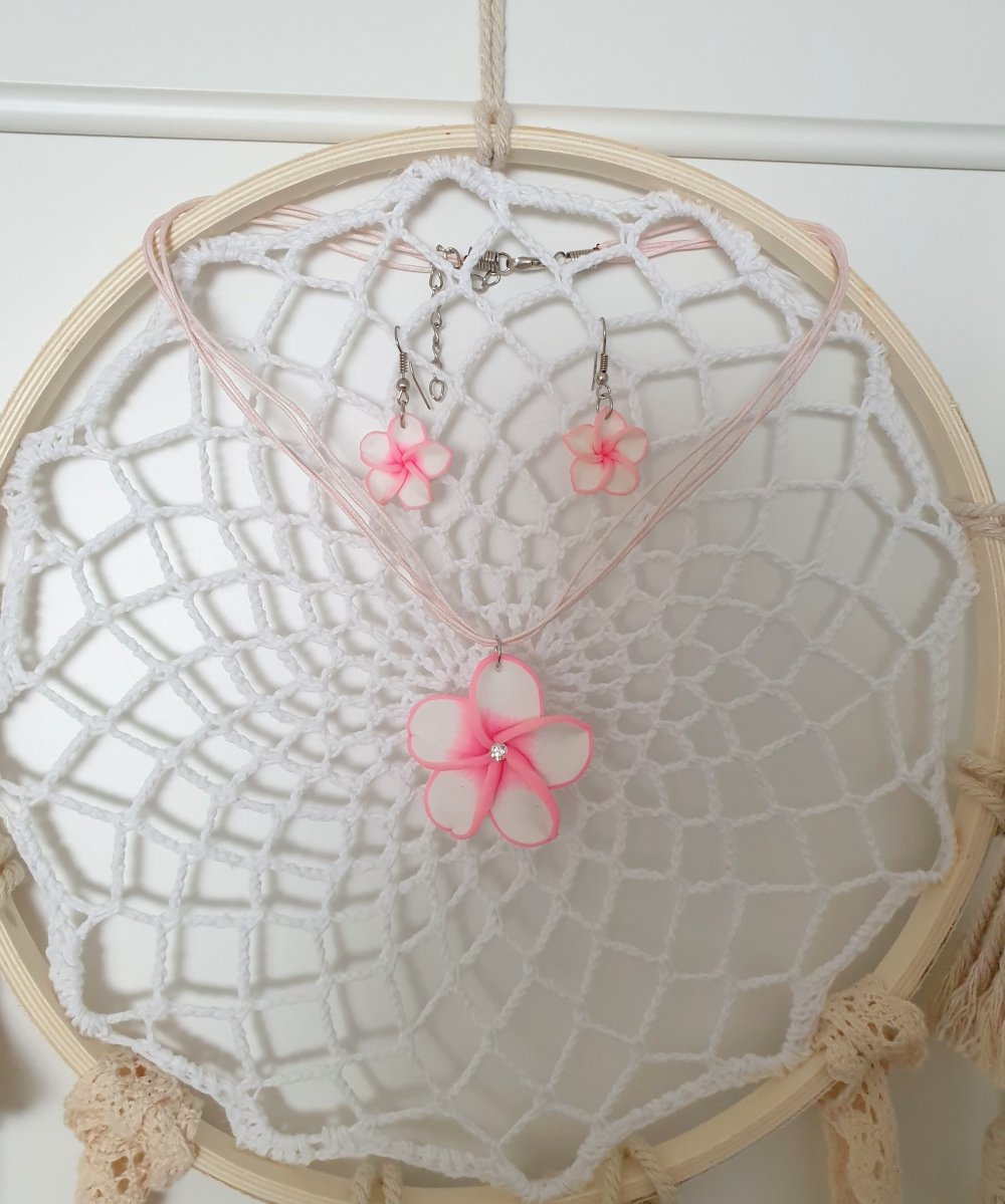 Süßes rosa BlümchenSet aus Fimo  