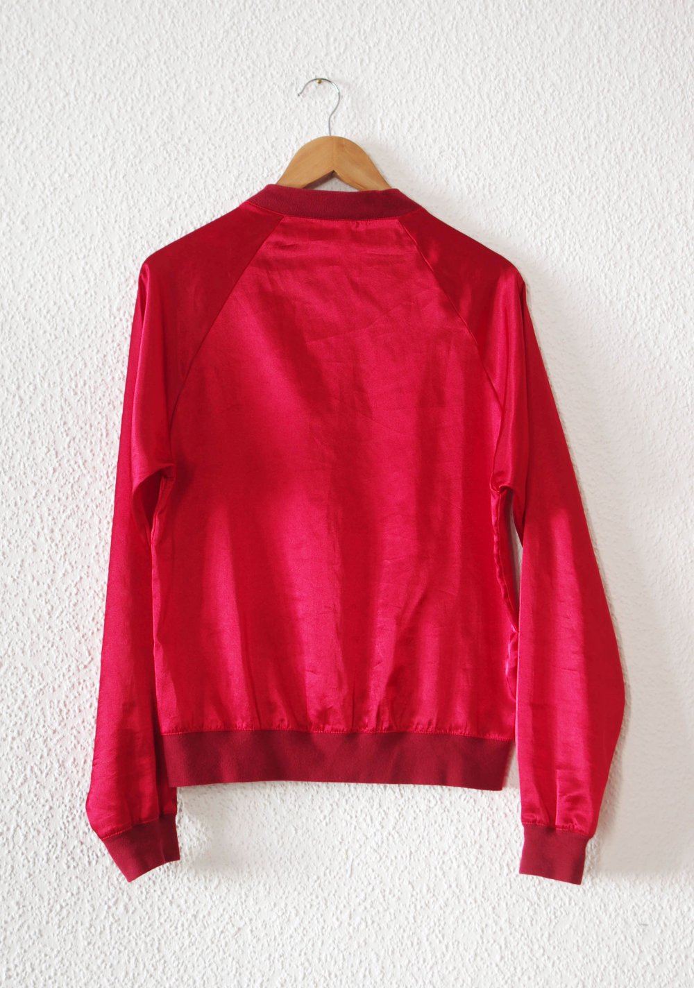 Rote American Apparel Bomberjacke Gr. S 36 38 Satin glänzend Techno Festival Disco 80er shiny