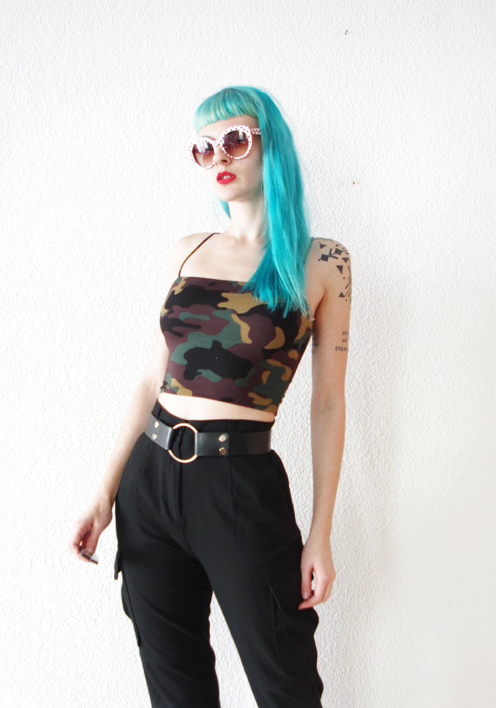 Camouflage Cami Crop Top Gr. M 38 Military Cargo Techno Rave Festival Dollskill Berghain