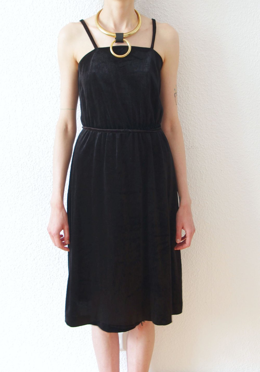 Knielanges vintage Samt Kleid Gr. 36 S retro Pinup Rockabella Moneypenny schwarz